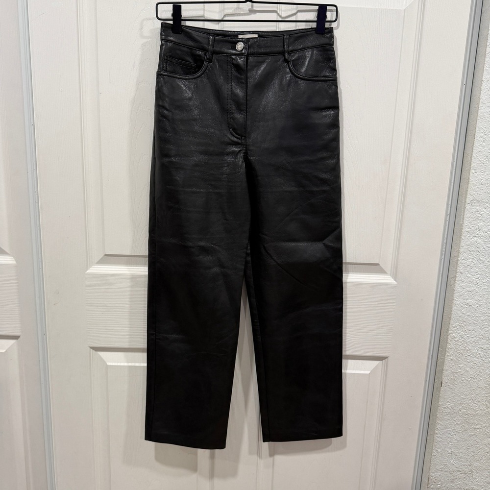 Wilfred Black Faux Leather High Waisted Straight Leg Pants Size 2
